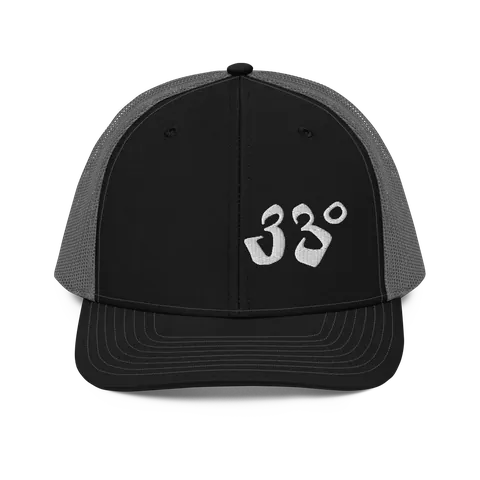 33 Degree Trucker Cap, Black/Grey Steel - White Logo