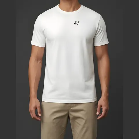 Chrome Glove Tee, White, on model, front