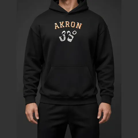 33 Degrees Collegiate Arch Heavyweight Hoodie – on-model front view