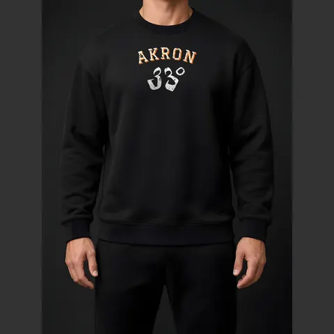 33 Degrees Collegiate Arch Oversized Crewneck – on-model front view