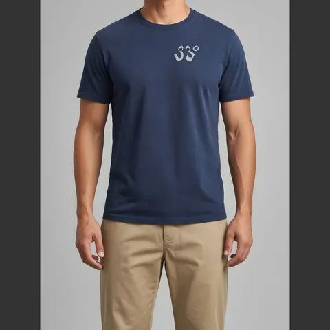 Embroidered Mark Tee, Navy, on model, front