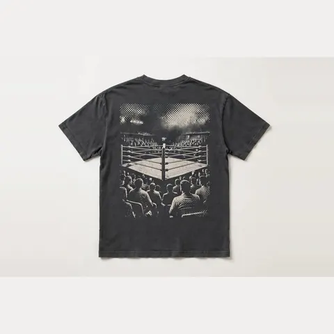 Fight Night Halftone Tee, Charcoal
