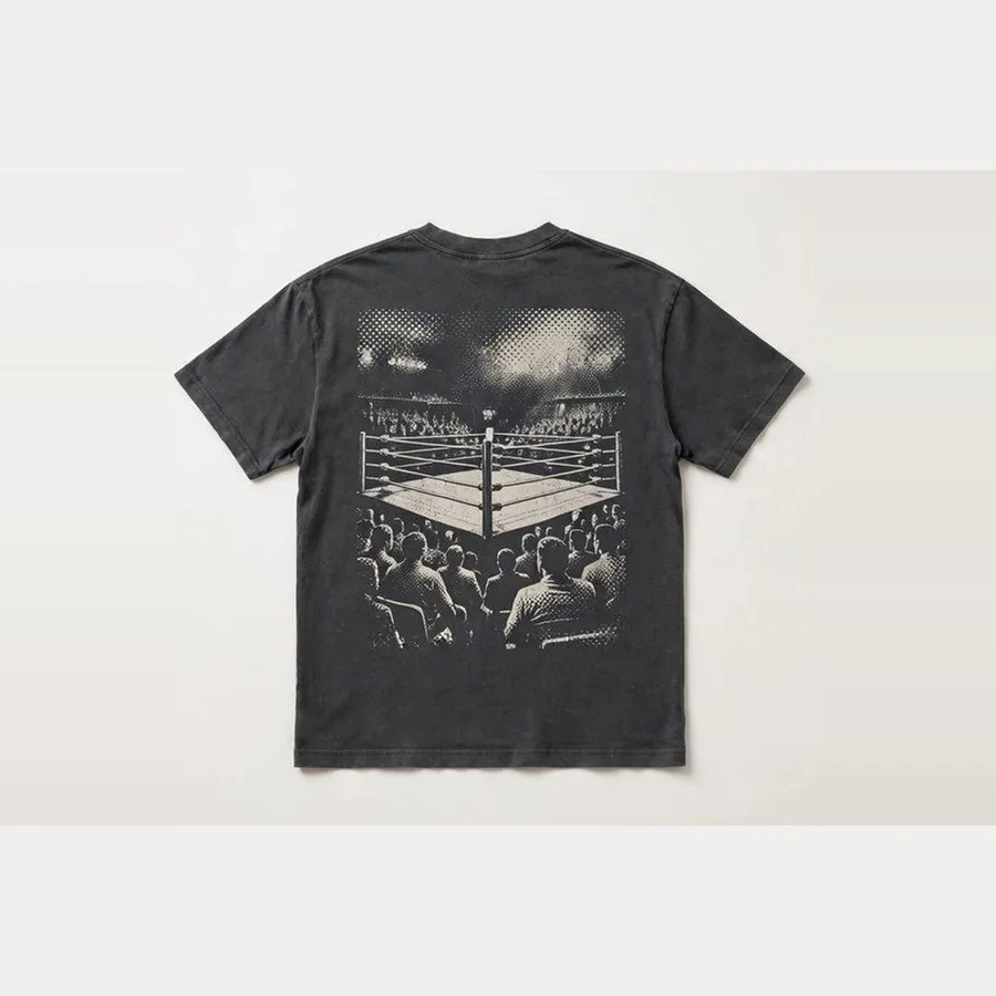 Fight Night Halftone Tee, Charcoal