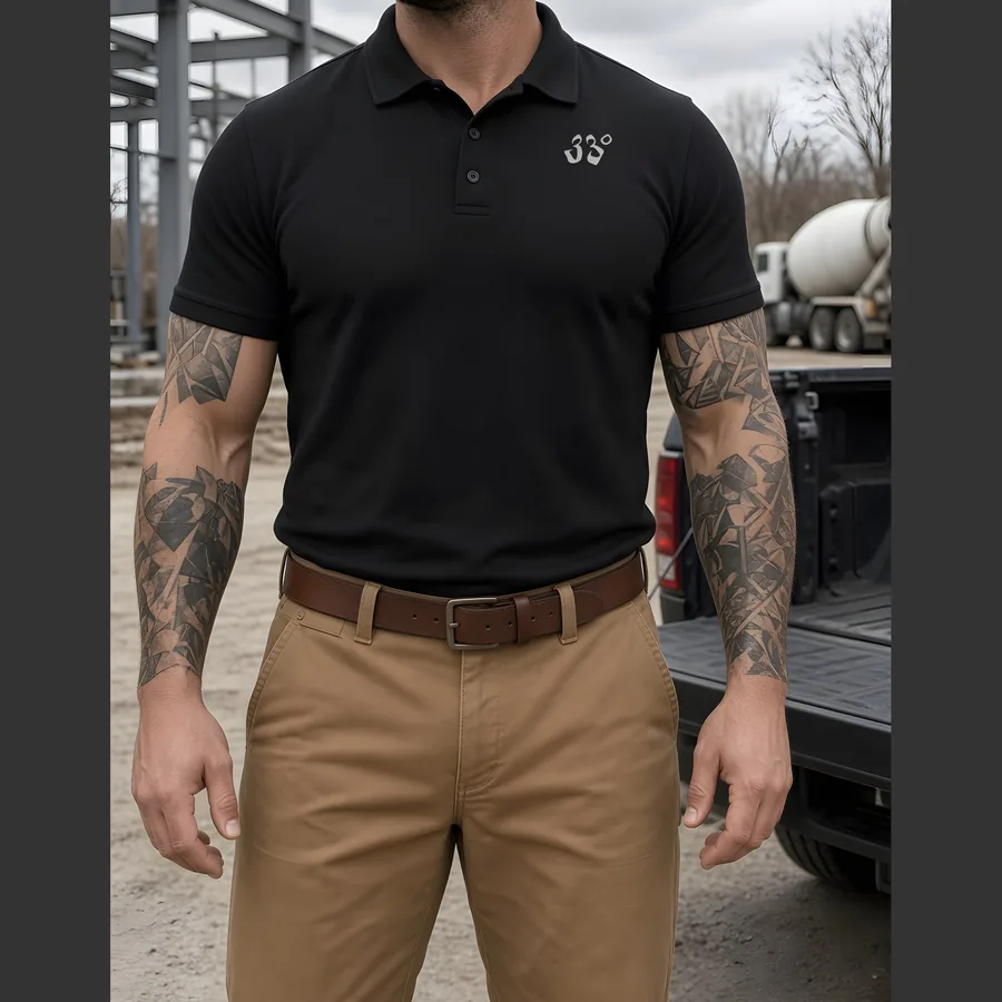 33 Degrees Construction Polo – on-model front view