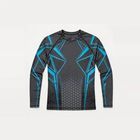Geo Panel Rash Guard, Graphite / cyan