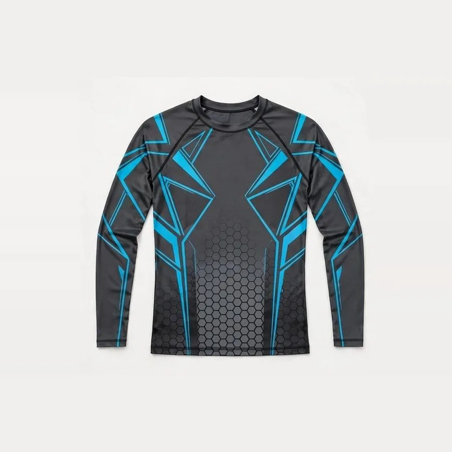Geo Panel Rash Guard, Graphite / cyan