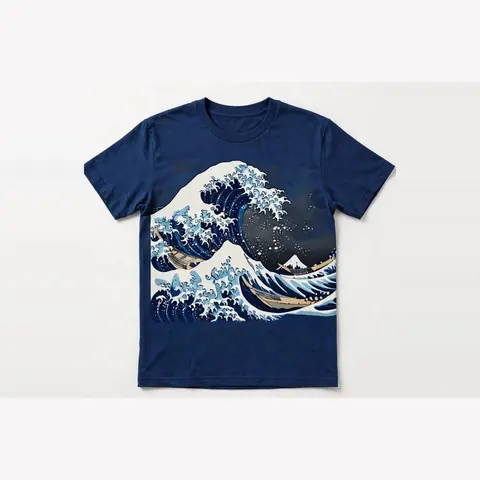 Great Wave Tee, Indigo