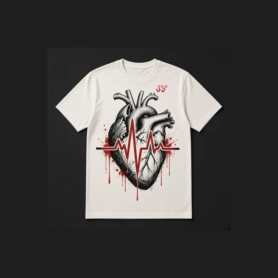 Heart Line Tee, Bone