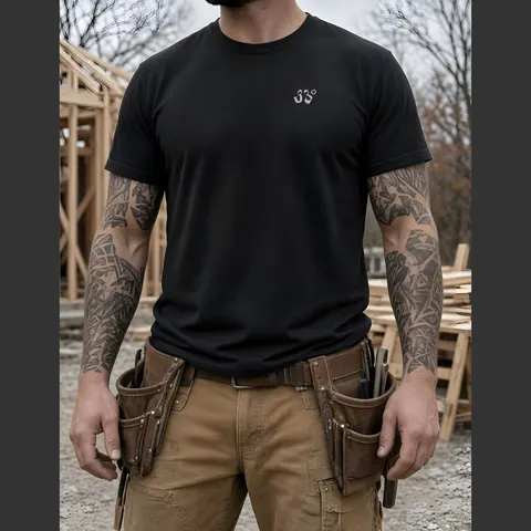 33 Degrees Construction Heavyweight Tee – on-model front view