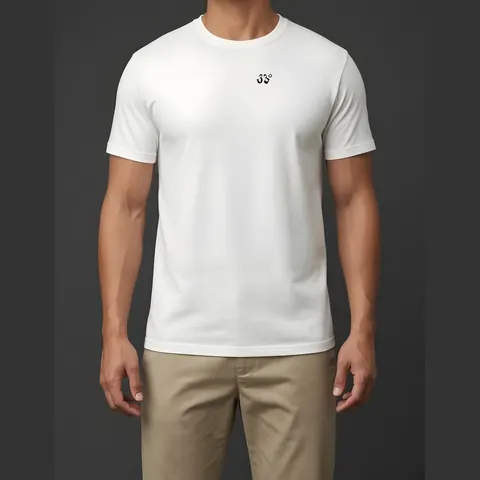 Lion and Laurel Tee, White, on model, front