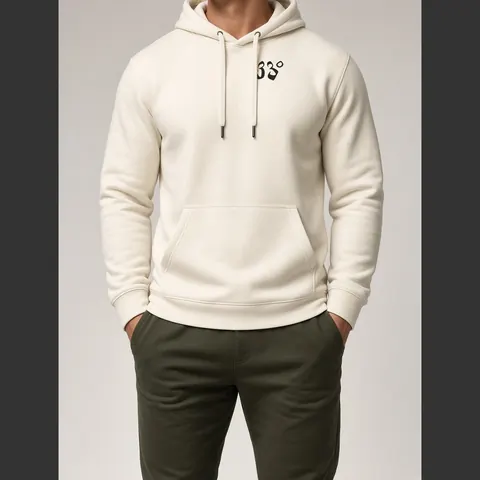Mark Hoodie – Bone, on model, front