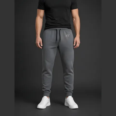 Mark Joggers – Charcoal heather, on model, front