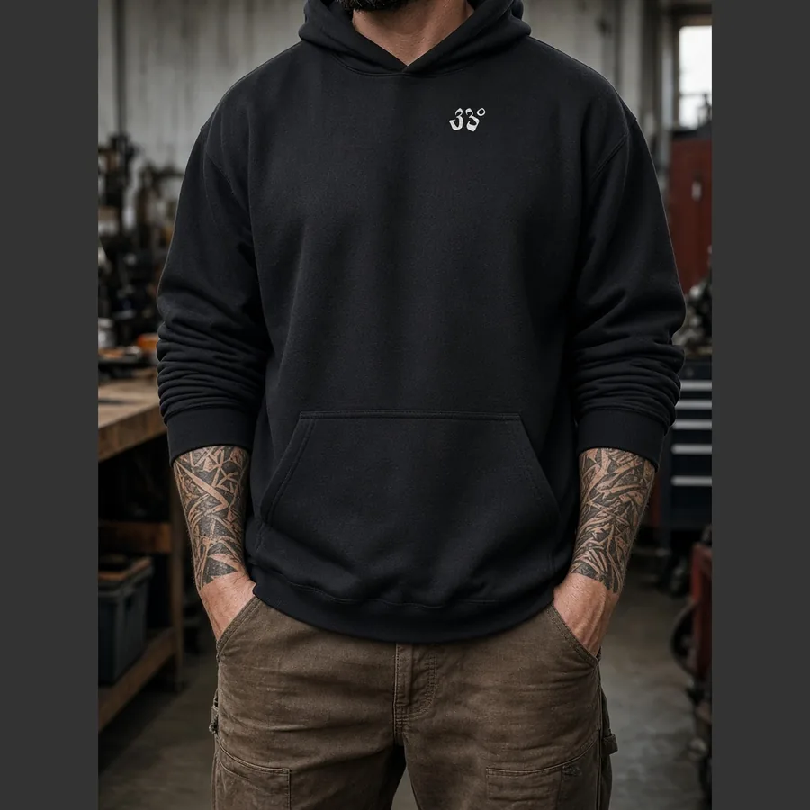 One Degree Hoodie, Black, on model, front