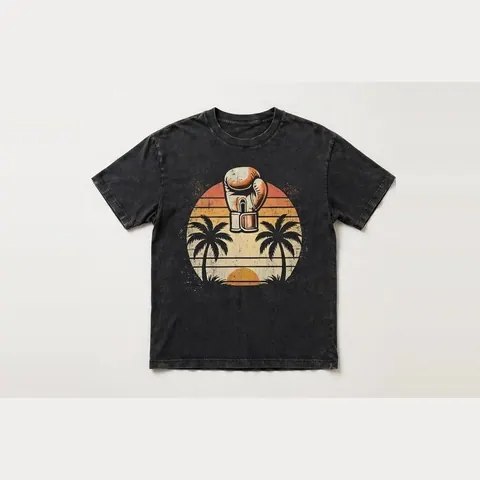 Retro Sunset Glove Tee, Faded black