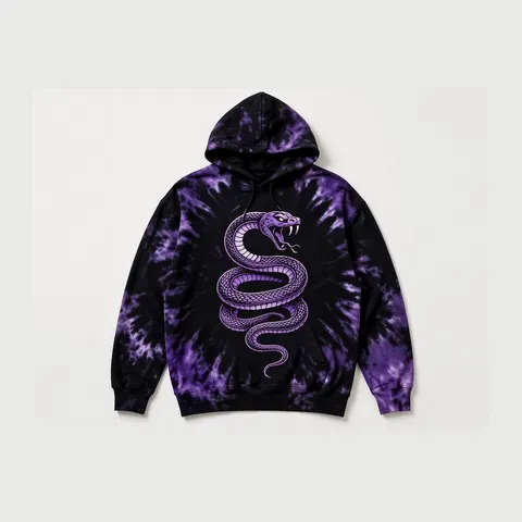 Serpent Tie-Dye Hoodie, Black / purple tie-dye