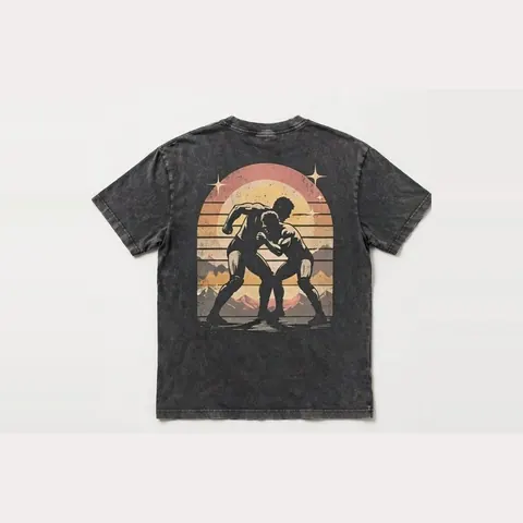 Sunset Clinch Back-Print Tee, Washed charcoal
