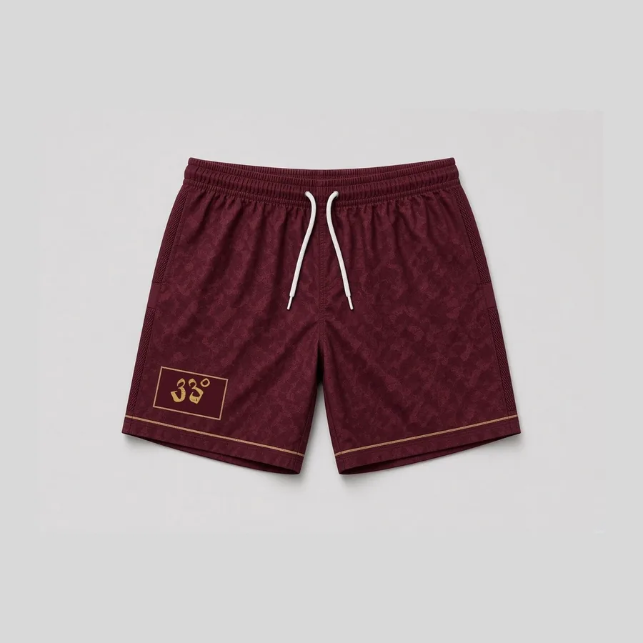 Name-Plate Shorts, Burgundy / gold