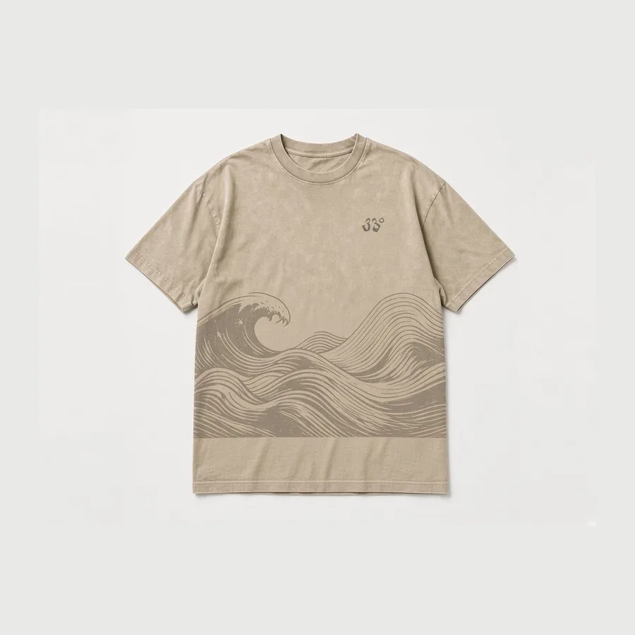 Tonal Wave Tee, Stone-washed sand
