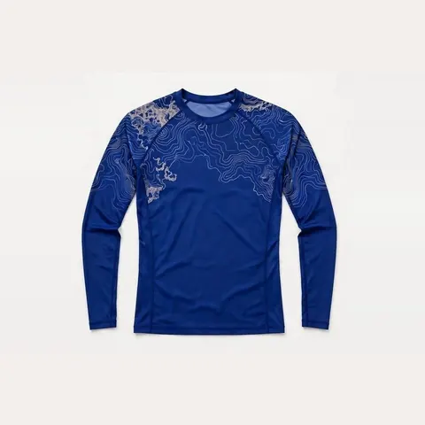 Topo Map Rash Guard, Royal blue
