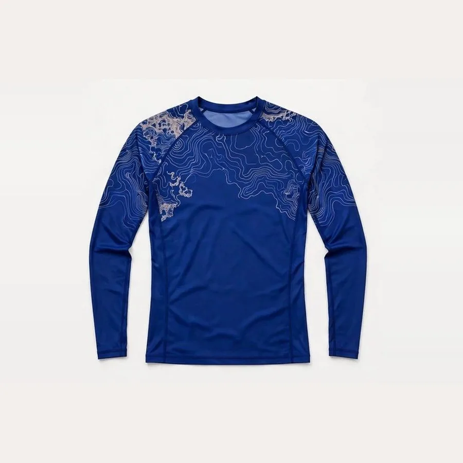 Topo Map Rash Guard, Royal blue
