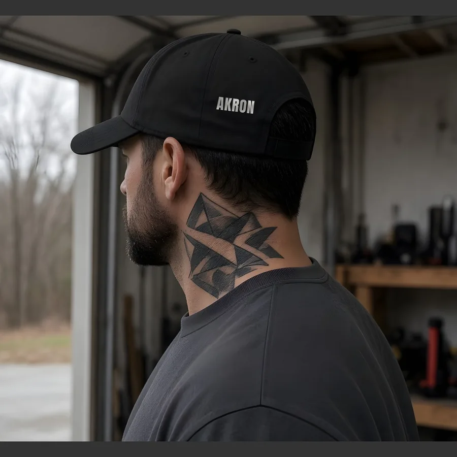 33 Degrees Construction Work Dad Cap (side: AKRON option) – on-model front view